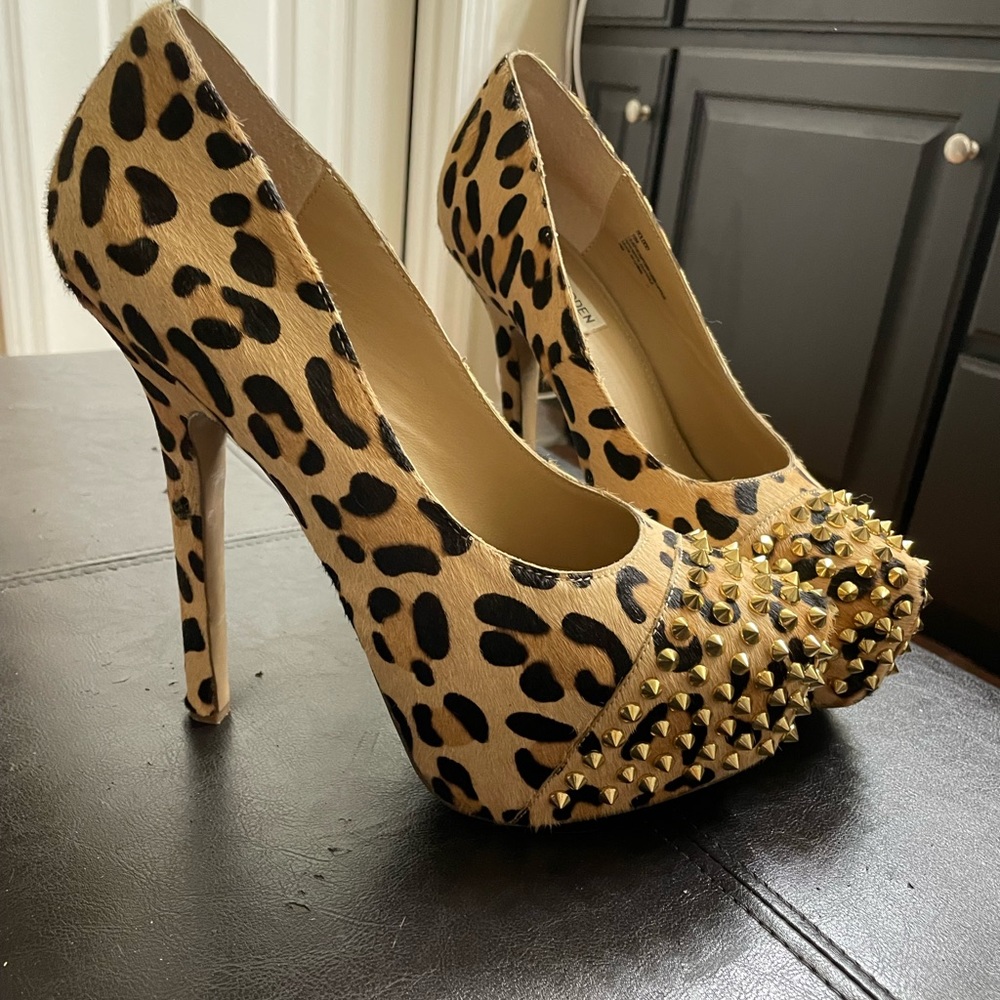 Cheetah print Steve Madden’s with gold spikes.